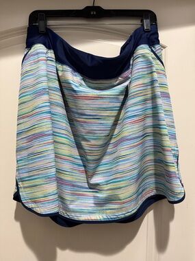 Lands' End Navy Skort with Multicolor Stripes